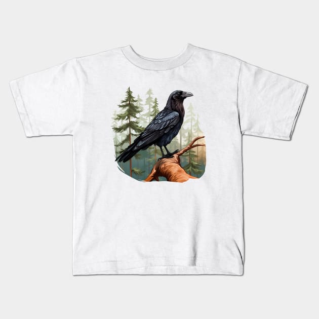 Raven Forest Kids T-Shirt by zooleisurelife